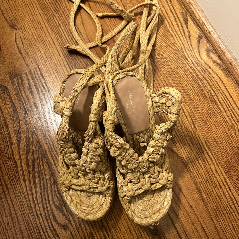 Paloma Barcelo Tan Braided Sandals